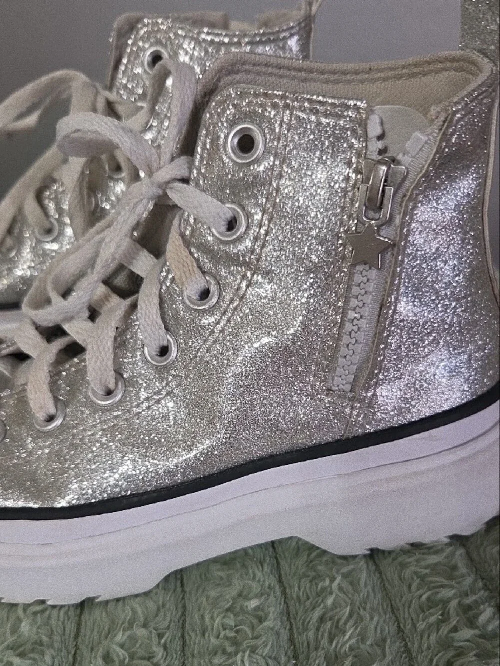 Converse Chuck Taylor All Star Lugged Lift Platform Glitter Canvas High Top Sz 3
